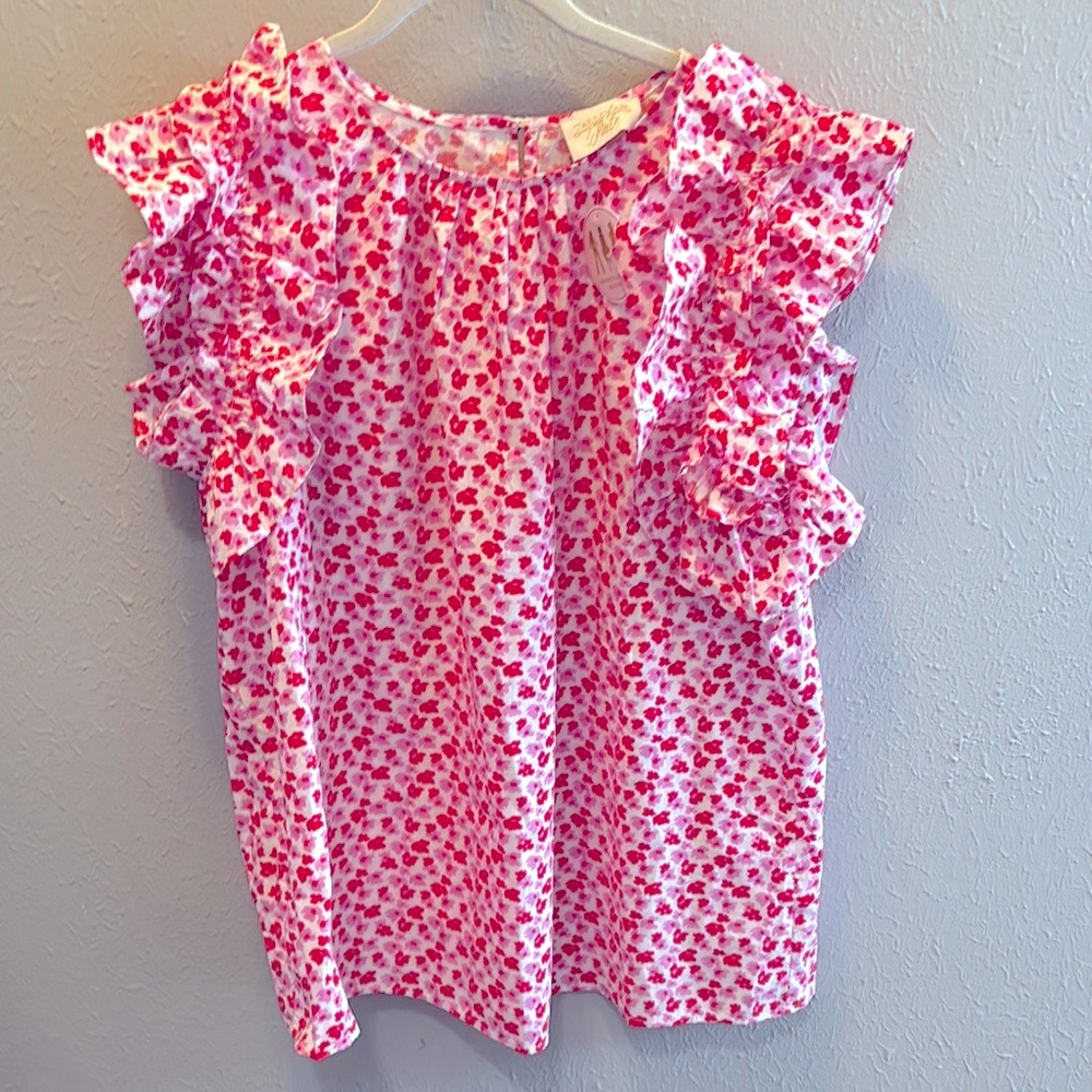 Tallulah Kate Boutique Feminine Floral Ruffle Top Blouse Women’s Sz XL NWT